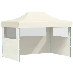 vidaXL Profi-Partyzelt Faltbar mit 3 Seitenwänden 3×4m Stahl Creme