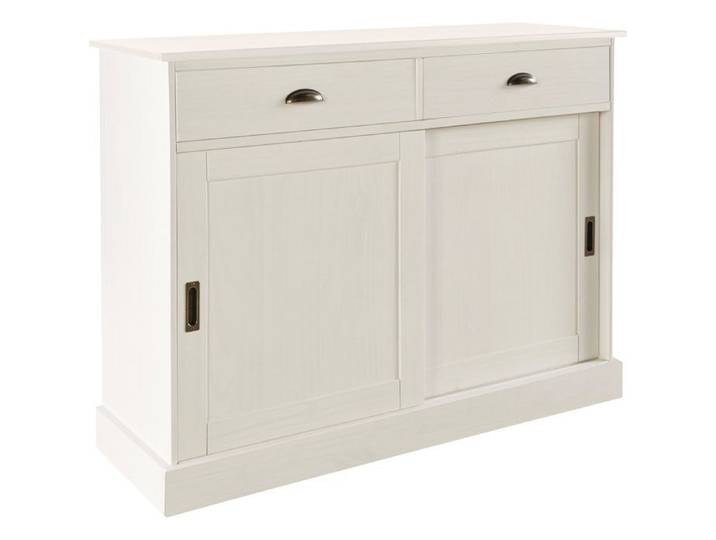 Harry - Buffet Avec 2 Portes Et 2 Tiroirs En Pin Laqué Blanc