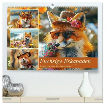 Fuchsige Eskapaden. Reineke mit noblen Accessoires (hochwertiger Premium Wandkalender 2027 DIN A2 quer), Kunstdruck in Hochglanz