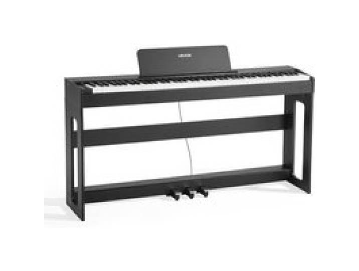 VEVOR Piano Numérique 88 Touches Lestées, Mode Double Clavier Haut-parleurs, avec Pupitre à Partitions, Support, Pédale Sustain, Adaptateur CC, 280 Sonorités, Connexion Sans Fil, pour Débutants, Noir