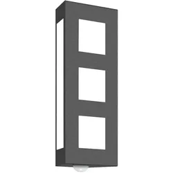 CMD Creative Metalldesign Außenwandleuchte AQUA TRILO, IP44, 40 x 16cm, 3-fach, mit Bewegungssensor, E27, Edelstahl / Opalglas, anthrazit CMD-22/BM