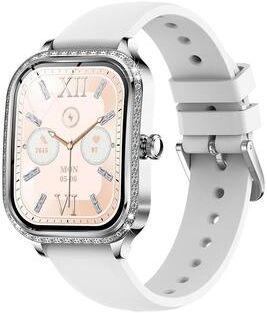 Everyday Crate QS01 1.75 Inch Smart Watch With Bluetooth Calling Heart Rate Monitor Fitness Tracker silver Silicone Strap