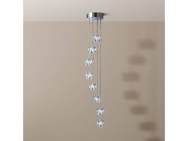 Searchlight Hängelampe Ice Cube, klar / transparent, für Wohn- / Esszimmer, Glas, Modern