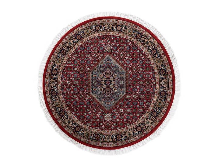 Tapis en laine Benares Bidjar rond Rouge/Rouge Ø 200cm Laine