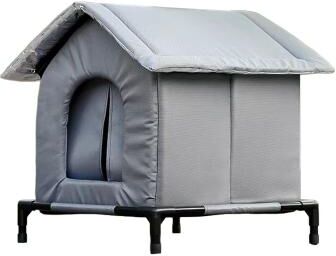 Uplift Treasures Waterproof Outdoor Cat Shelter Foldable Insulated Pet House set Grey 14.17 14.17 16.93 In