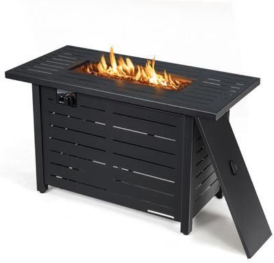Costway 42 Inch 60,000 BTU Rectangular Propane Fire Pit Table with Waterproof Cover