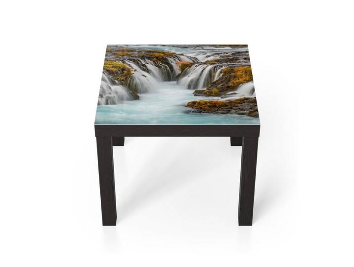 DEQORI Couchtisch 'Herbstlicher Wasserfluss', Glas Beistelltisch Glastisch modern