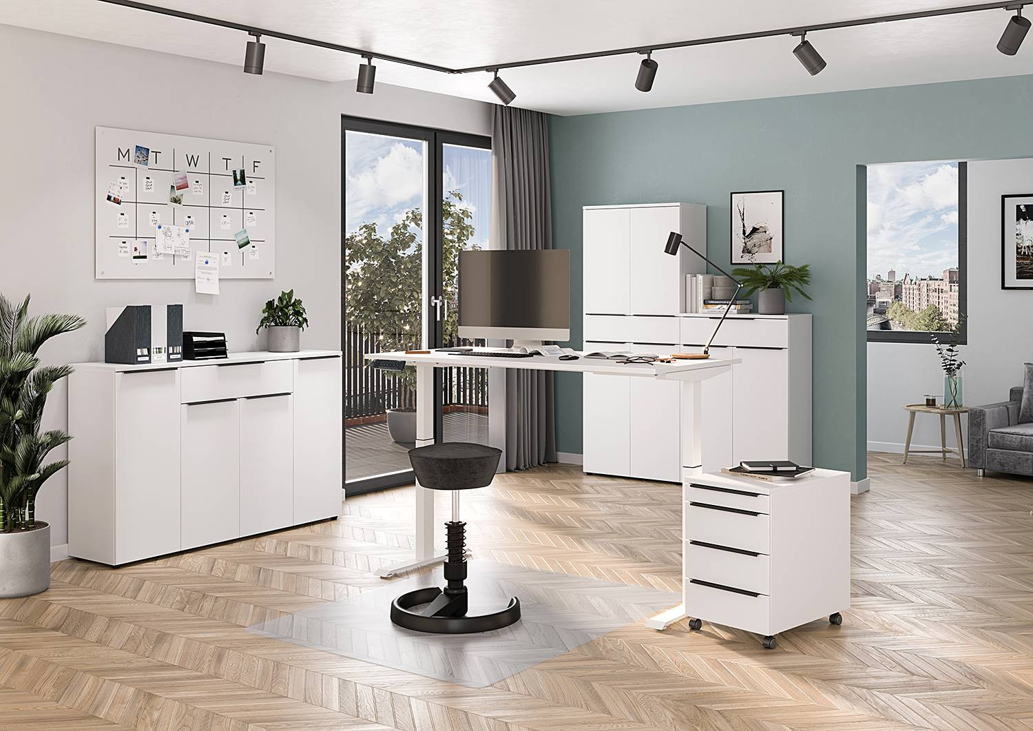 home24 Kantoorcombinatie Mailand 2-delig wit