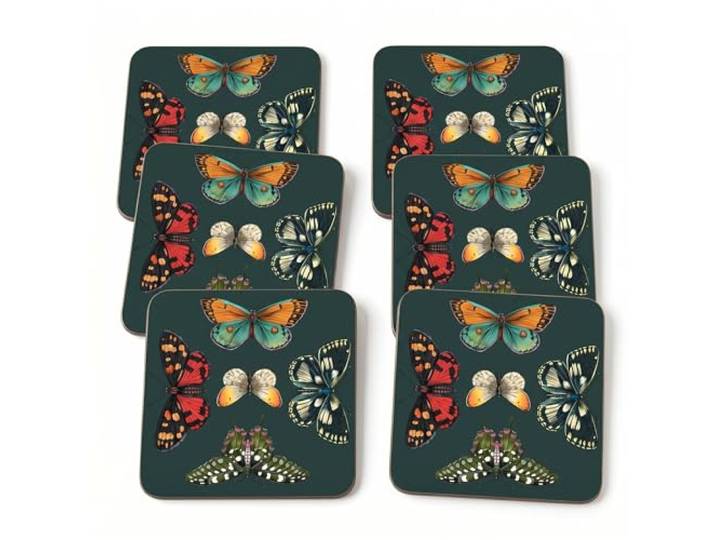 Portmeirion Home & Gifts Untersetzer, Kork, Mehrfarbig, 10,5 x 10,5 cm, 6 Stück