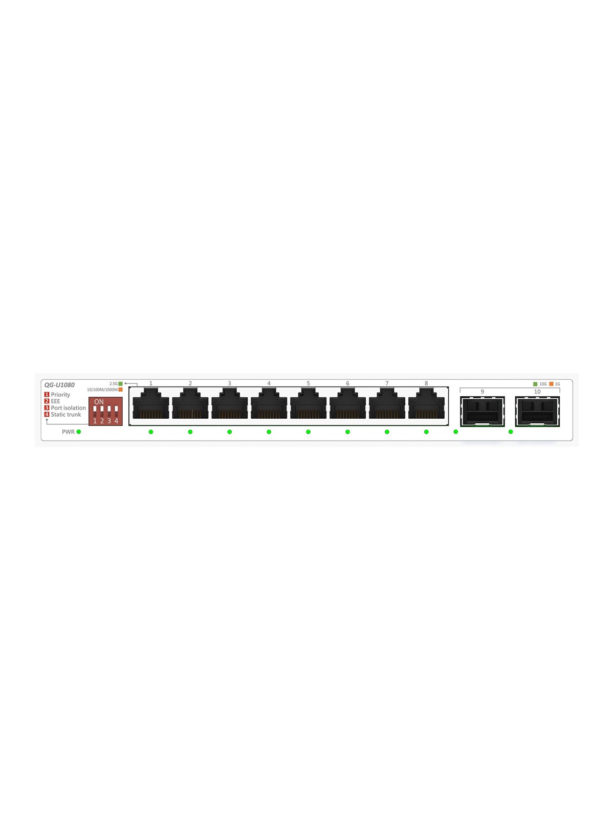 ASUS QG-U1080 8-Port 2.5G and 2-Port 10G SFP+ Unmanaged Switch