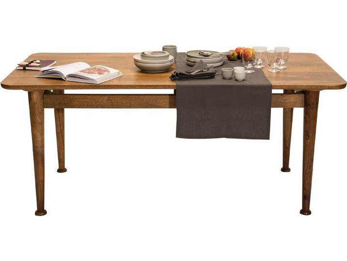 SIT Esstisch Vaduz 180 x 90 cmaus Mangoholz Massivholz, Markante Holzbeine mit dekorativen Absätzen in Tellerform