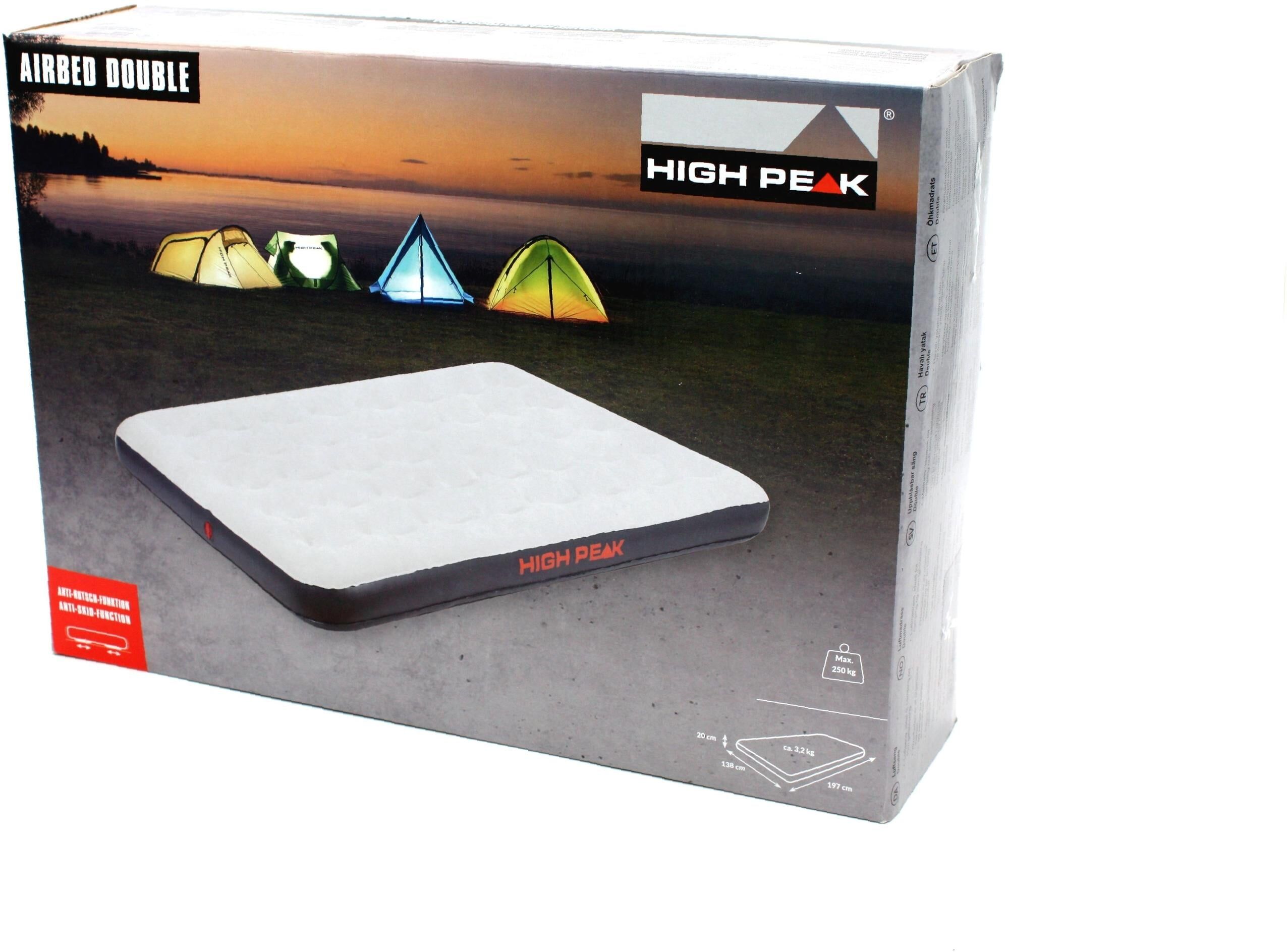 Luftbett HIGH PEAK "High Peak Double 197 x 13", schwarz, B:138cm H:20cm L:197cm, PVC, Luftbetten, Luftbett schwarz B/H/L: 138cm x 20cm x 197cm