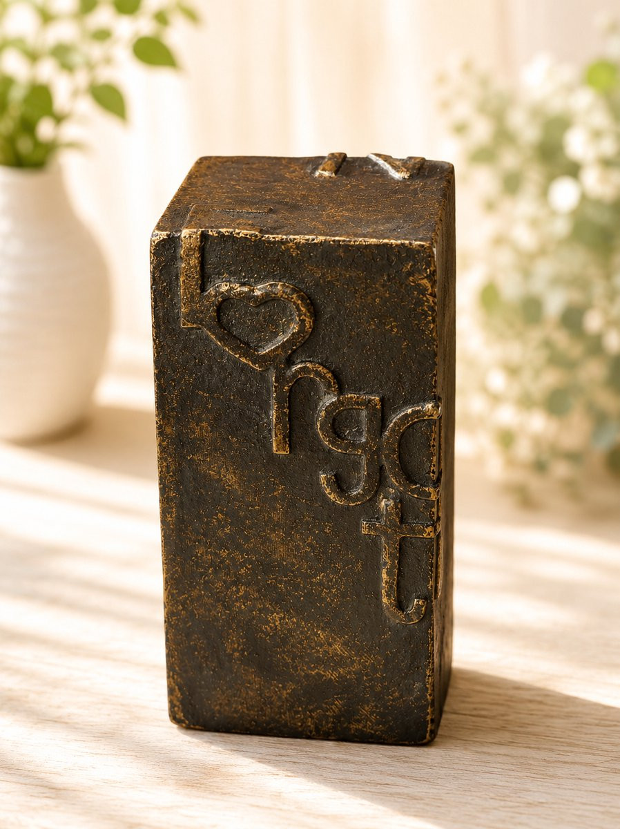 Bronzen mini urn Never Forgotten voor volwassenen