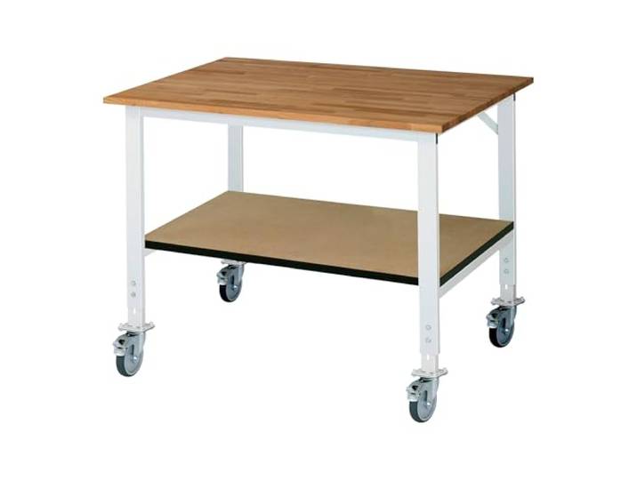 RAU Arbeitsplatz mit Ablage Mobile Tischplatte aus Buche Dicke 25 mm B x T 1250 x 1000 mm