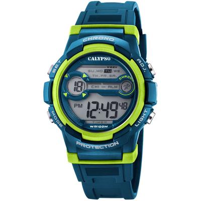 Chronograph CALYPSO WATCHES "Digital Crush", blau (petrolfarben, grau), Armbanduhren, Damen, dunkelblau-grün, Chronograph, Armbanduhr, Quarzuhr, Damenuhr, Herrenuhr, digital, Stoppfunktion