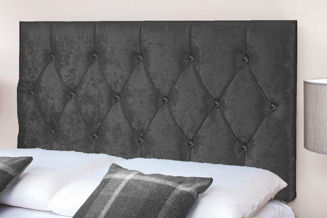 Fairmont Park Upholstered Velvet Headboard Black Single