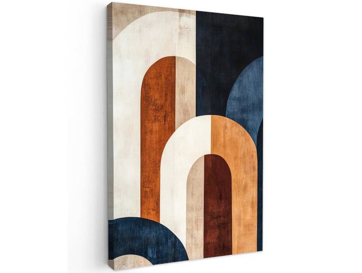 MuchoWow Leinwandbild - Abstrakt - Formen - Dunkelblau - 80x120 - Wanddeko, Cognac, Textil, Kiefer, Rechteckig, 80x120 cm, gerahmt, Bilder & Rahmen, Bilder, Wandbilder