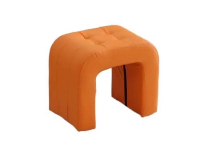 DANNMPX Sitzhocker Wohnzimmer Moderner U-förmiger Fußhocker Aus Leder, Weicher Niedriger Stuhl for Die Inneneinrichtung Zusätzliche Sitzplätze(Orange,44x30x32cm)