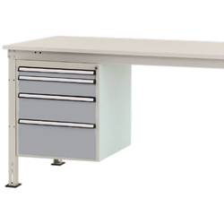 Manuflex ZB4764.9006 Gehäuse-Unterbau Stationär, Nutzhöhe 500 mm mit 4 Schubfächer. Für Tischtiefe 1200 mm