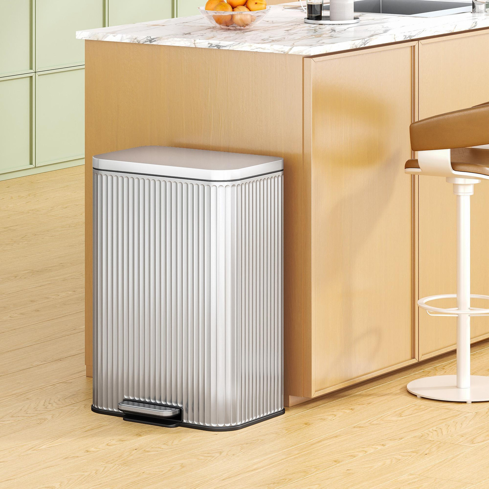 Selius Pedaalemmer Keukenafvalbak - 50 Liter - RVS - Zilver