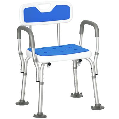 Helloshop26 - Ergonomischer Duschstuhl höhenverstellbar 56,5 x 53,5 x 74-87 cm rutschfest mit Armlehnen modern aus Aluminium weiß 21_0000885