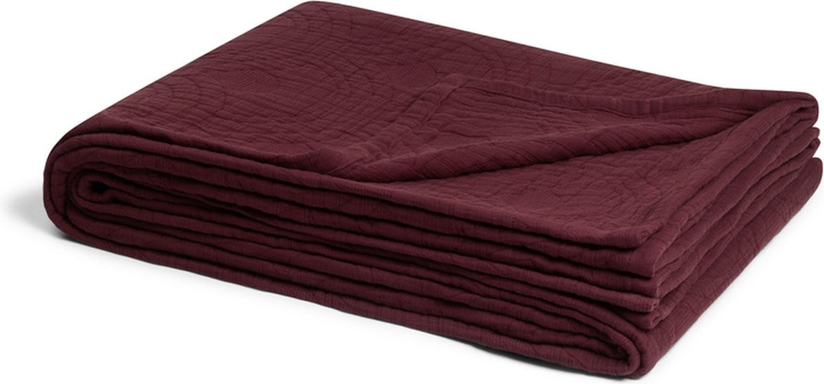 Yumeko sprei van katoenen mousseline in bordeauxrood, 260 x 240 cm