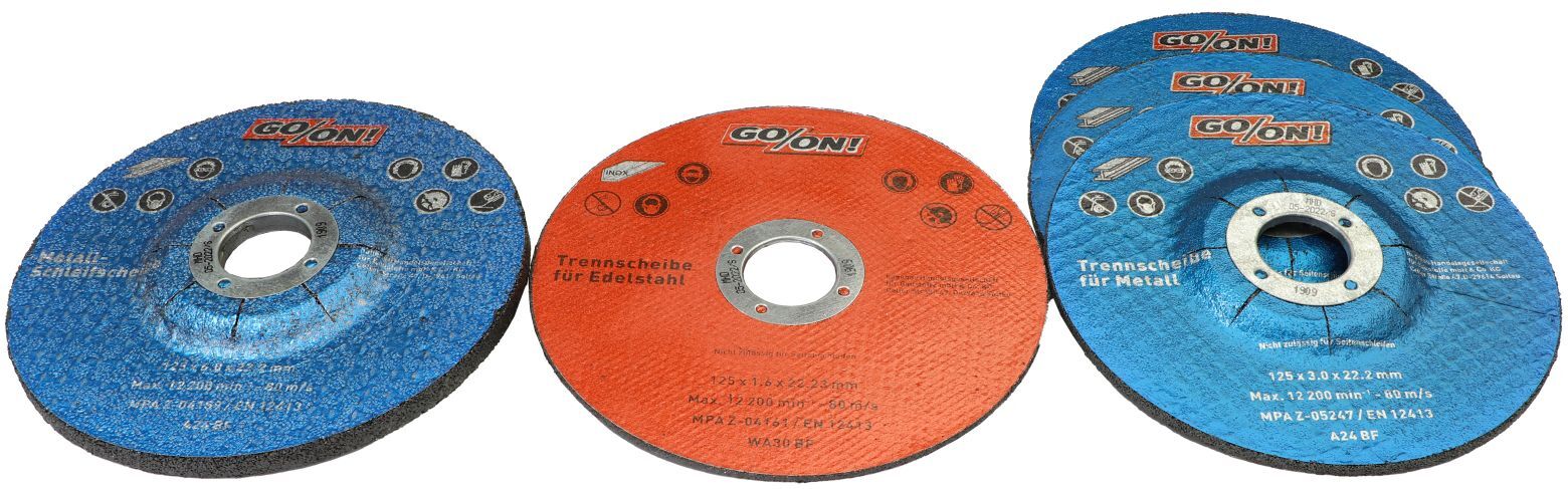hagebau – Handelsgesellschaft für Baustoffe GO/ON Trenn- und Schleifscheiben-Set, für Metalle und Edelstahl, Ø 125 mm, 5-teilig