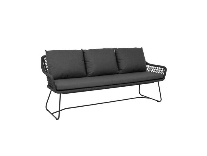 CASA DOMA Ribera Diningbank L-Form, Edelstahl-Kufen - Rope anthrazit – Knoten Modern Country