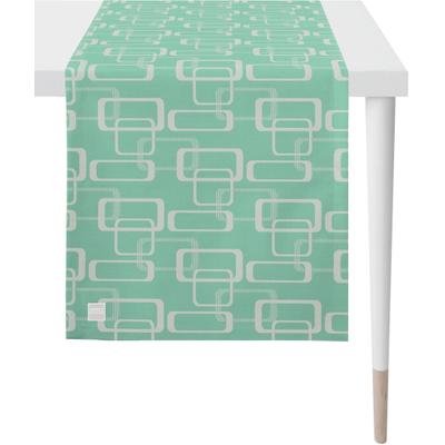 Tischläufer APELT "3966 Outdoor, Sommerdeko, Sommer", grün (mint, creme), B:46cm L:135cm, Polyester, Tischdecken, Jacquardgewebe
