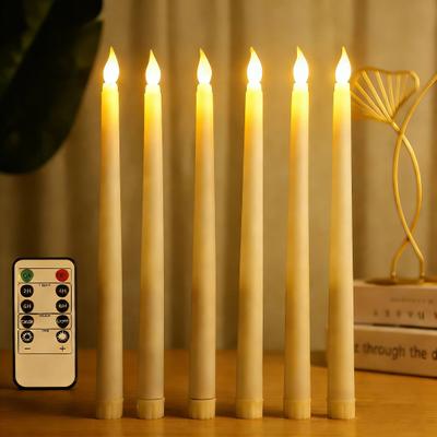Inspired Living 6 Pack Flameless Taper Candles Battery Operated LED Candlesticks For Wedding And Home Decor 6pcs With Remote C