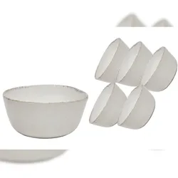Van Well | URBAN Schale 11 cm creme 6er Set  - Steinzeug für Tapas, Dips, Snack und Saucen