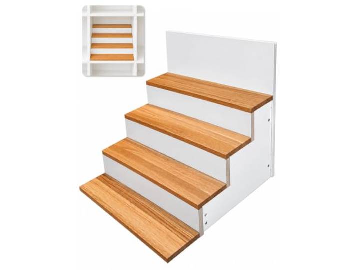 Lunevo Insert d'escalier pour étagère IKEA Kallax pour exposer et ranger Emplacement pour IKEA Kallax\, escalier en chêne massif\, socle pour figurines telles que Lego\, Funko Pop & Tonie