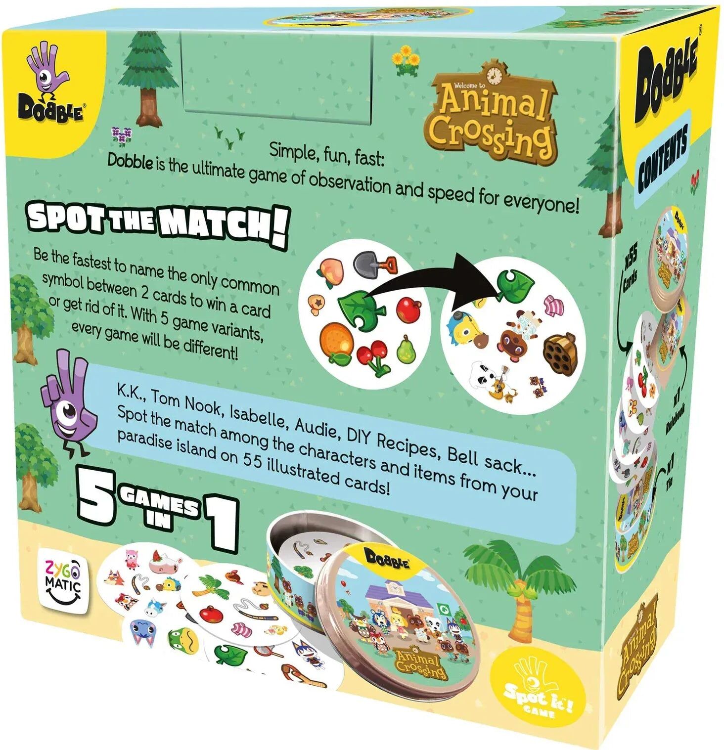 Dobble Animal Crossing - Fast-Paced Observation and Matching Game for 2-6 Players, Ages 6+, by Zygomatic