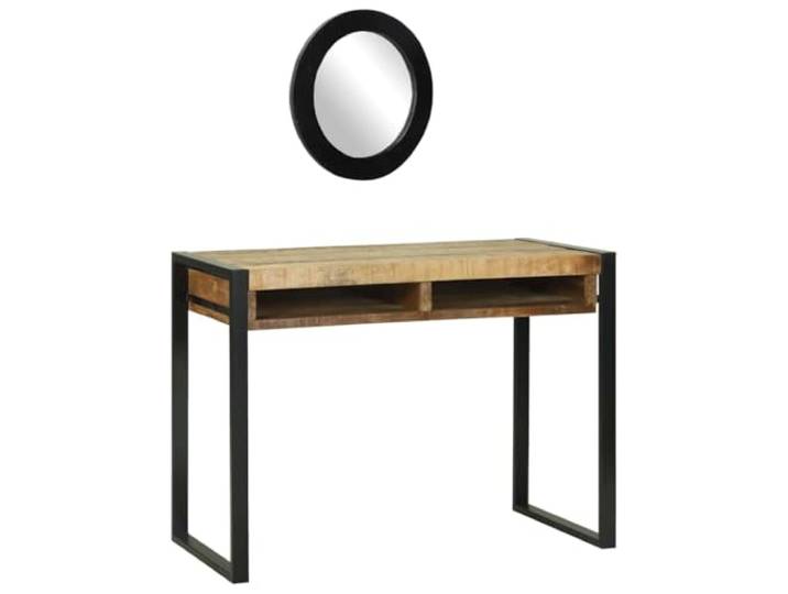 Xhnifbn Schminktisch Massivholz Mango Braun Frisiertisch 100x50x75 cm Stilvoller Frisiertisch aus Mangoholz fürs Schlafzimmer mit 2 geräumigen Schubladen für Kosmetika und Accessoires.
