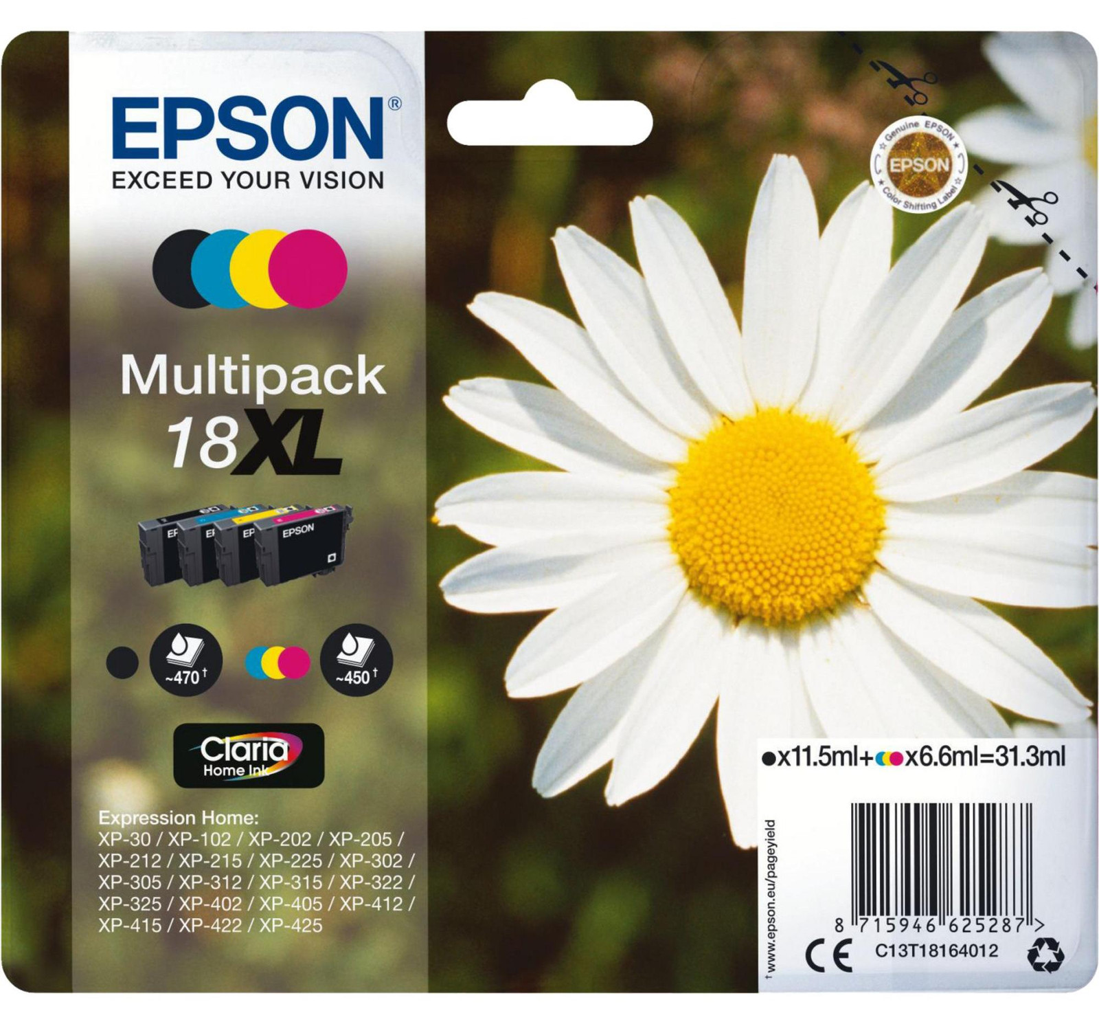 Epson Multipack XL T1806 Inktcartridges Daisy Black Cyan Magenta Yellow C13T18164012