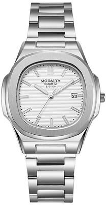 Friendly Fresh Finds Luxury Stainless Steel Quartz Wristwatch For Men Classic Big Dial Fashion Watch white