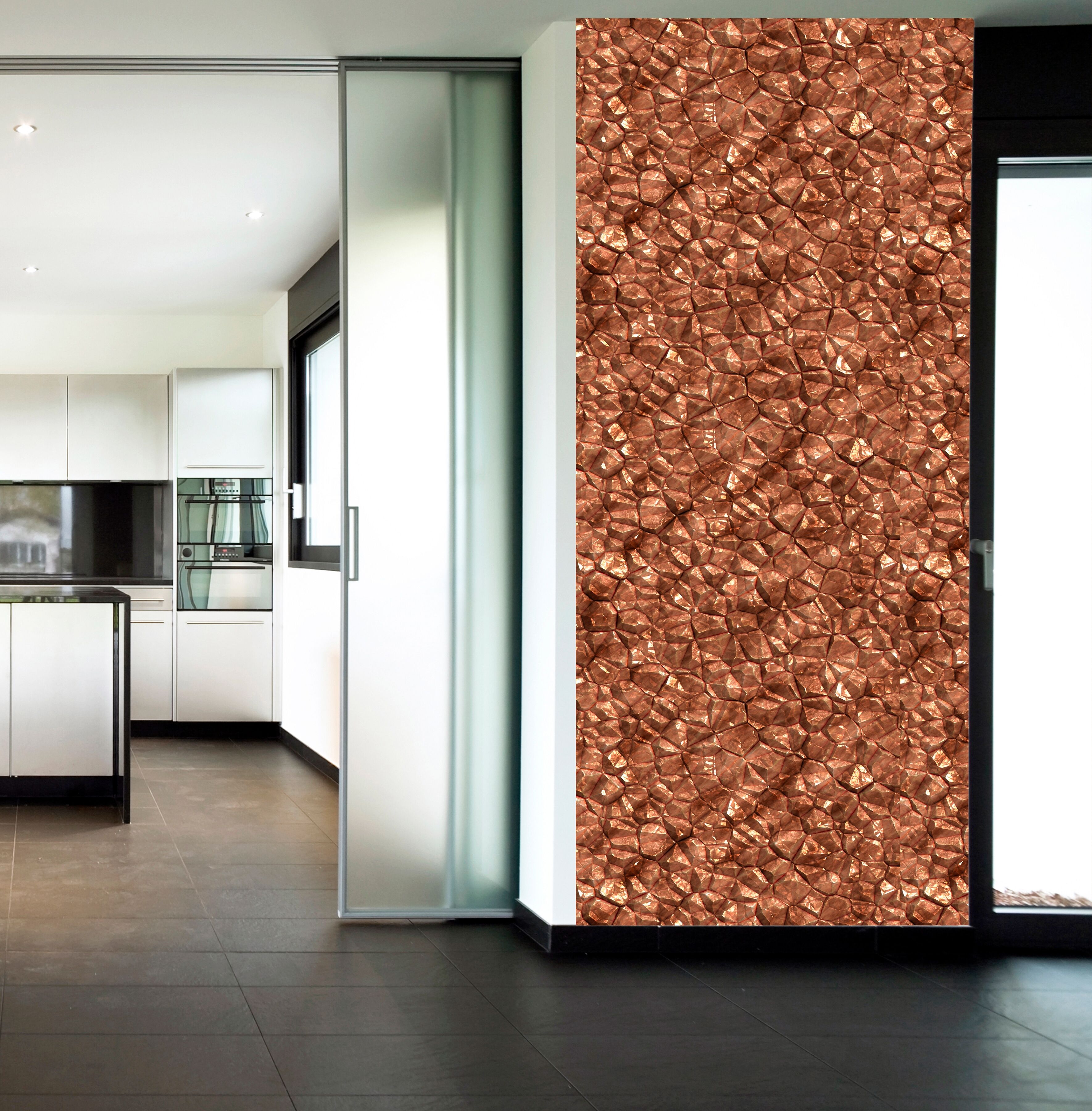 Vinyltapete QUEENCE "Lennung", braun (bronze), B:0,9m L:2,5m, Vinyl, Tapeten, Vinyltapete, 90x250cm, selbstklebend, kinderleichte Anbringung,, Sticker bronze B/L: 0,9m x 2,5m