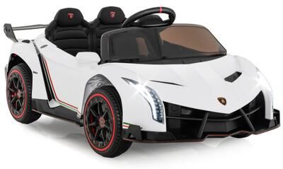 Costway 12V Licensed Lamborghini 4WD Kids Ride-on Sports Car with 2.4G Remote-White