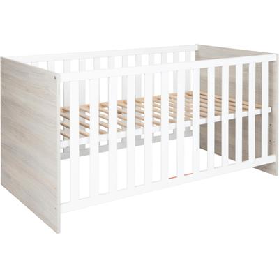 Babybett HOME AFFAIRE "Geert", grau (ulme silber, grau nb, weiß flachgitter), B:76cm H:74cm L:142cm, Holzwerkstoff, Massivholz, Babybetten, Babybett, Made in Germany