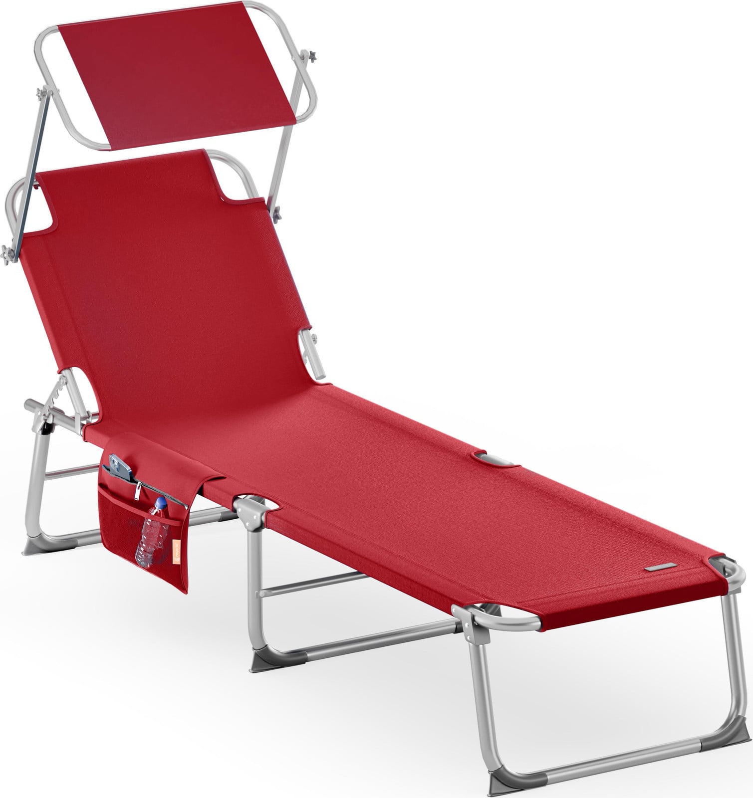 Casaria Inklapbare Zonnebed met Zonnedak, Rood