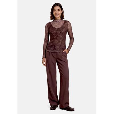 Kurzarmshirt ZERO "Damen mit Muster", Damen, Gr. 34, braun (grau, braun), Stoff, Obermaterial: 100% Polyester, figurbetont normal, eng, Shirts, Material