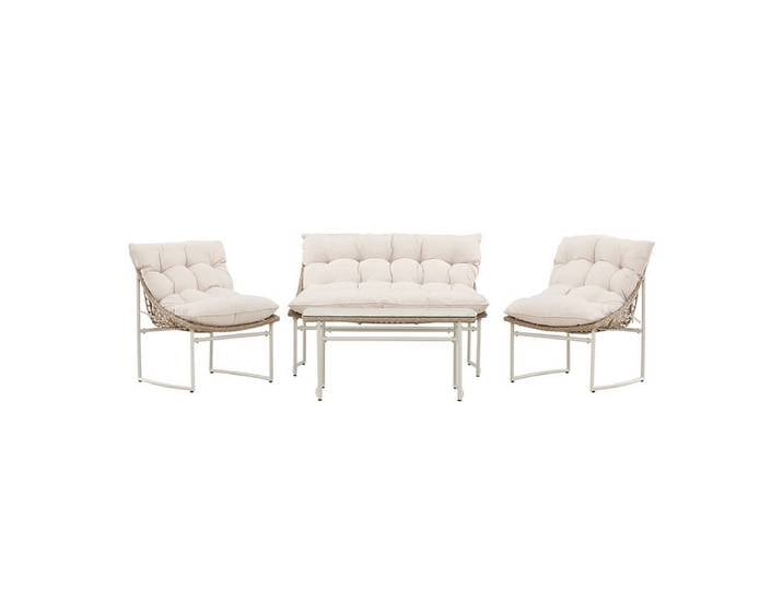 Venture Home Gartenlounge-Sessel Tina Loungeset 1 Couchtisch, 1 Sofa, 2 Stühle beig (4-St)