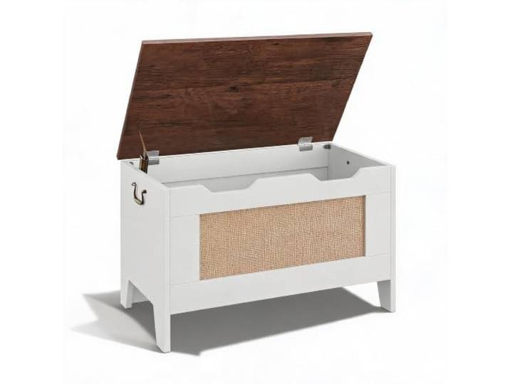 GarveeLife Sitzbank Spielzeugtruhe Holz Mit Deckel&Sicherheits-Scharnier 91cm Landhaus-Aufbewahrungstruhe mit Deckel, Sanftes Schließen, Farmhouse-Look
