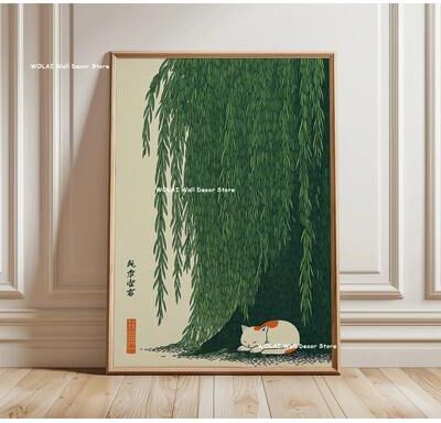 Uplift Essentials Retro Japanese Forest & Koi Zen Canvas Art style 5 20 X 28 In