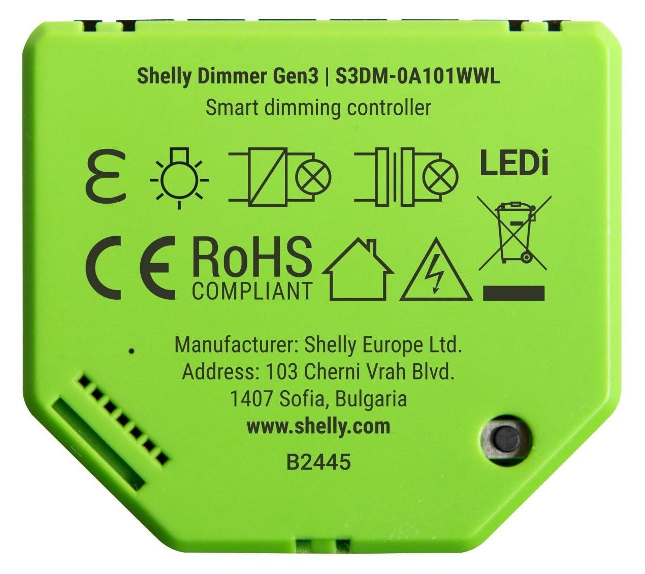 Shelly Dimmer Gen3 groen/zwart