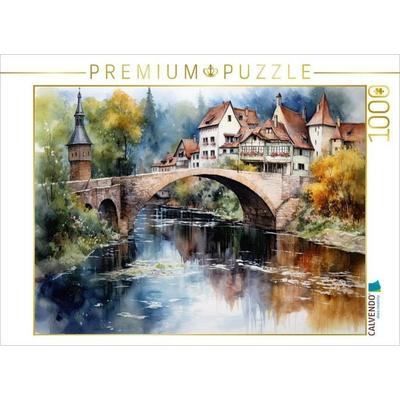 CALVENDO Puzzle Brücke zum Dorf | 1000 Teile Lege-Größe 64x48cm Foto-Puzzle für glückliche Stunden, Sonstige von , Calvendo Puzzle