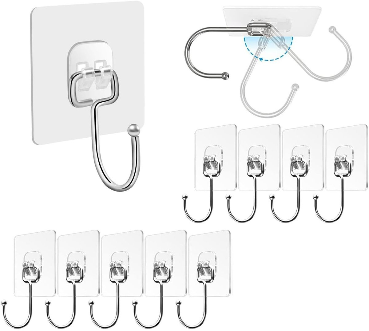 Allecto Multifunctionele wandhaken - Zelfklevend - Transparant