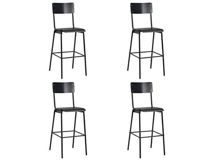 CIADAZ Barhocker 4 STK Barstuhl, Bar Chair, Bar Hochstuhl, Barstool, Thekenstuhl, Küchenhocker, Tresenhocker, Bistrohocker, Schwarz Massives Sperrholz Stahl
