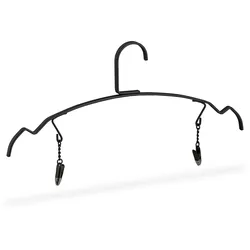 Relaxdays Kleiderbügel 10er Set, Dessous & Lingerie Bügel mit 2 Klammern, Unterwäschebügel Metall, 33 cm breit, schwarz