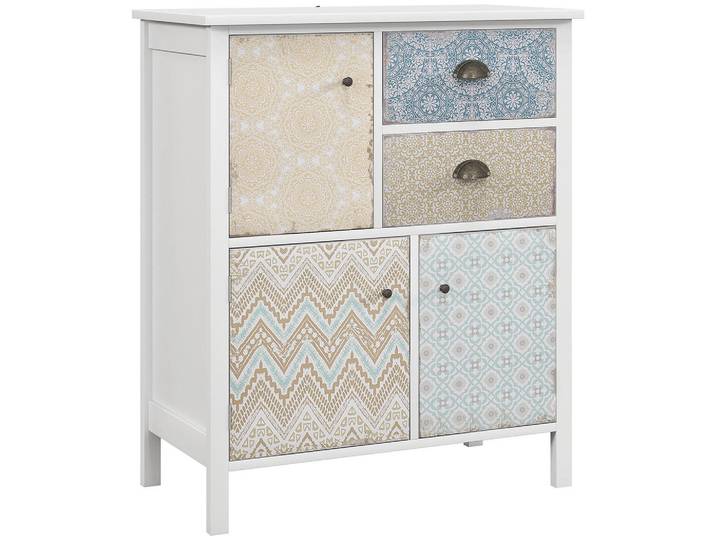 Homcom Kommode Aufbewahrungsschrank mit 2 Schubladen, 3 Schrankfächern, Weiß, Holz, 34x80x68 cm, Kleinmöbel, Kommoden